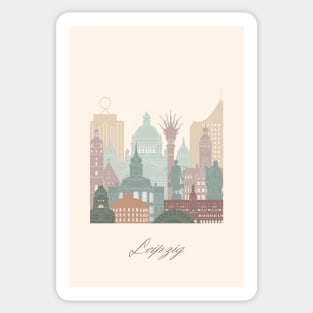 Leipzig, Germany, map skyline - 02 style Sticker